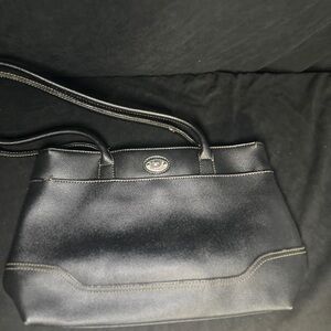 Elegant Black Leather Handbag-Tommy Hilfiger purse-#396